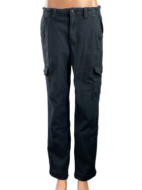 American Eagle Women's Black Stretch Straight Leg Cargo Trousers Jeans Pants 8